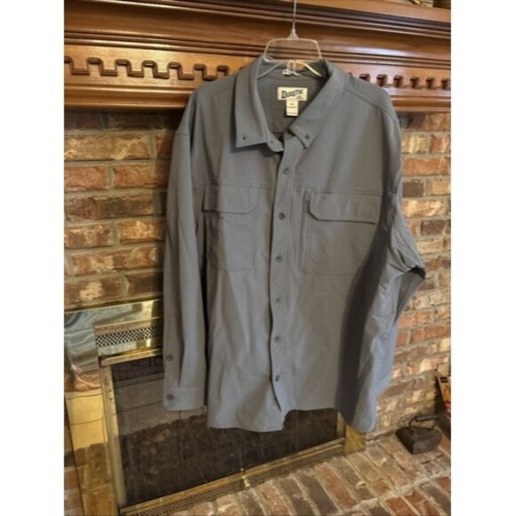 Duluth Untucked Men’s Gray Relaxed Fit Microfiber Work Shirt Nylon 2XL - Picture 1 of 7